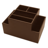 Chocolate Brown Leatherette Multi-Purpose Desk Supply Organizer